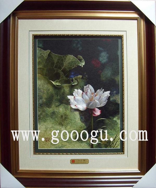 荷花刺繡畫，高檔荷花題材蘇繡畫，蘇繡極品