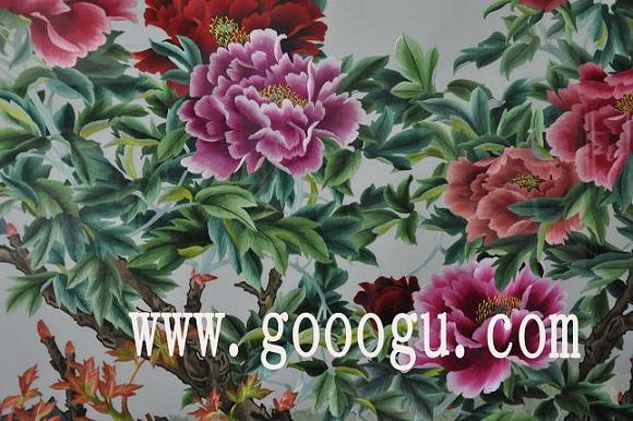 蘇繡屏風(fēng)，刺繡屏風(fēng)圖，榮華富貴刺繡畫