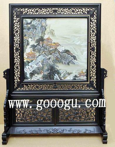 山水雙面繡，山水蘇繡精品，刺繡山水?dāng)[件收藏品